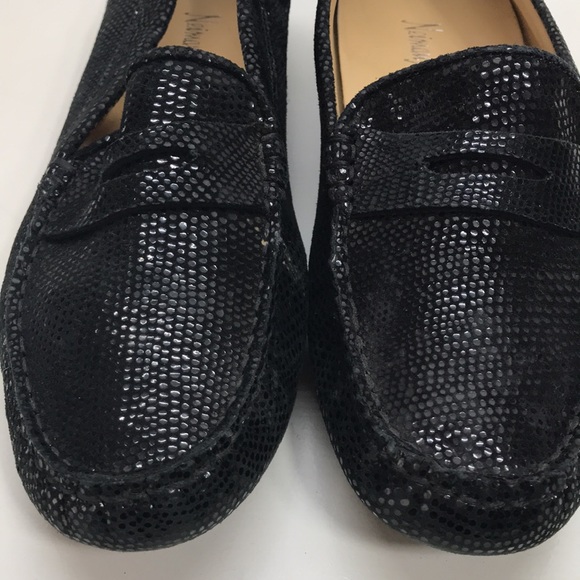 Neiman Marcus Black Leather Penny Loafer Driving Shoes